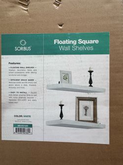 NEW Sorbus Floating Wall Shelves – White (Set of 2)
