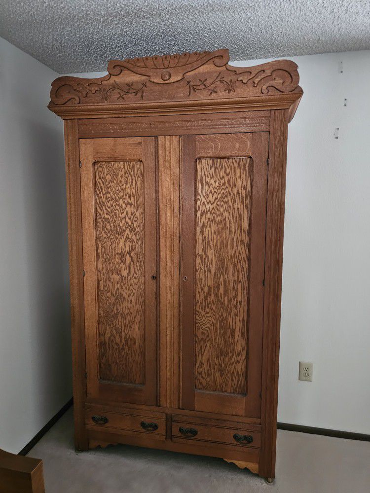 F & S Humboldt Nebraska Pie Safe Style Wood Cabinet Decorative Shelf Organizer All Wood  Brown Very Nice!