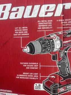 new bauer 20v hammer drill kit