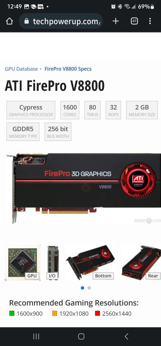 professional graphics card ATI FirePro V8800