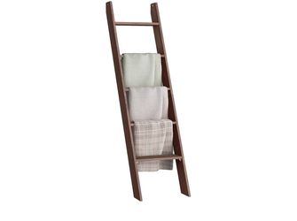 VASAGLE Blanket Ladder Decorative Farmhouse for The Living Room, 5-Tier Ladder Shelf, Ladder Rack for Storage and Decor, Maroon Brown ULLS018T51