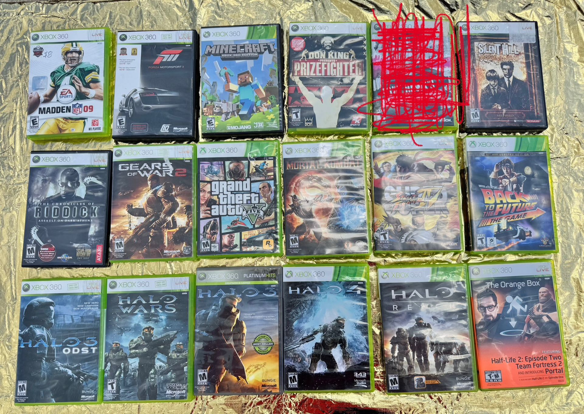XBOX 360 GAMES 17pcs HALO ORANGE BOX MINECRAFT GRAND THEFT AUTO street fighter