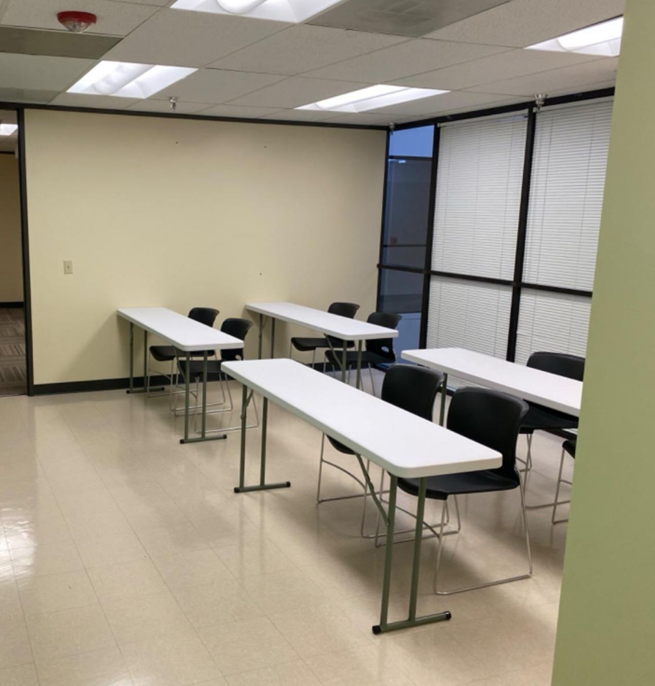 6-Foot - 72" long White Plastic Folding Seminar Training Table Portable 18" Wide narrow, 29" High, events indoor outdoor lightweight