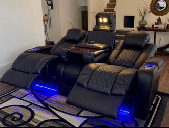 BLACK LEATHER RECLINER SOFA & LOVESEAT 🪑