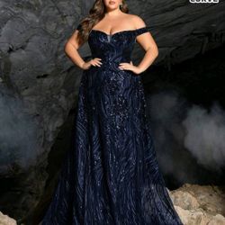 Navy Blue Sequence Dress Size 2XL $50