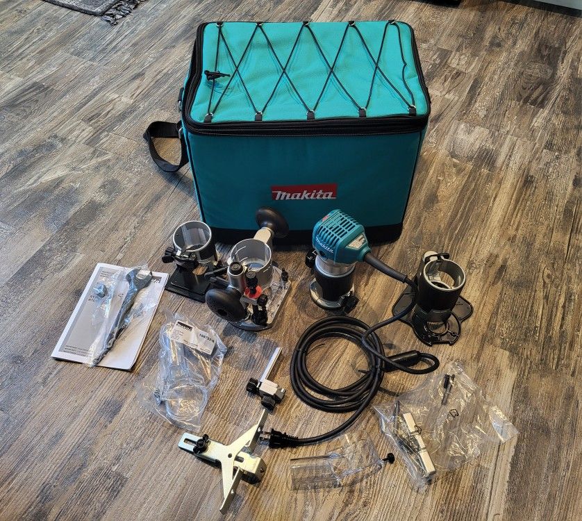 Makita 6.5 AMP 1-1/4 HP Corded Variable Speed Compact Router Kit