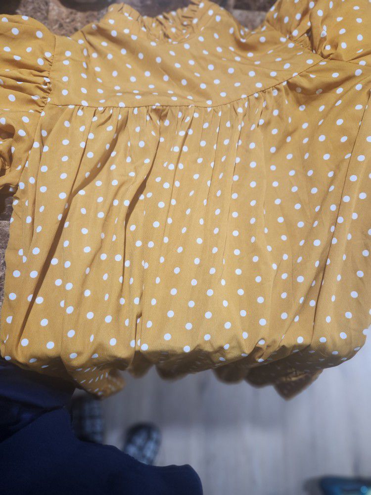 Boohoo Yellow Polka Dot Dress-Size 14