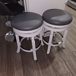 2 Padded Grey White Table Top Stools