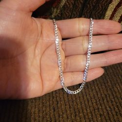 Italy 925 Solid Sterling Silver Cuban Link Chain Necklace for Men Women 22" Plata Italiana 925 Cadena Unisex 22"