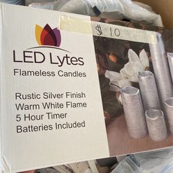 LED rustic Silver Finish Light Candles 