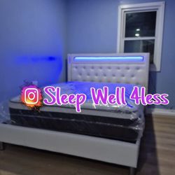 NEW QUEEN BED FRAME AND MATTRESS 