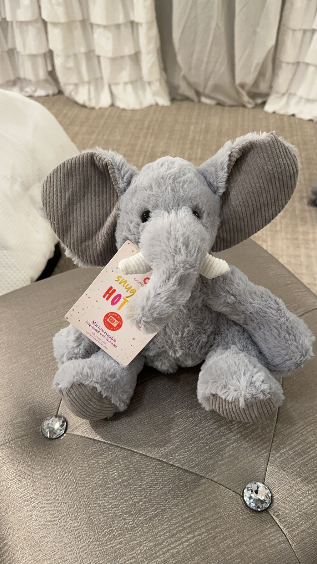 Brand New With Tags Adorable Aroma Home Microwaveable Fragranced With Lavender Elephant Snuggable Hottie Plush Toy Snuggle