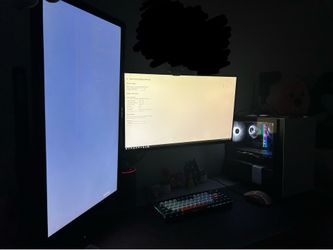 ITX Gaming PC + 2 monitor and stand, Ryzen 5 5600G and AMD 6700 XT 12GB