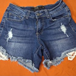 L&B Lace Trim Denim Shorts Size 2