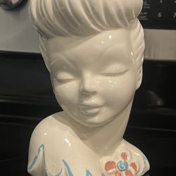 Mid-century ceramic "Glamour Girl" lady head vase plante