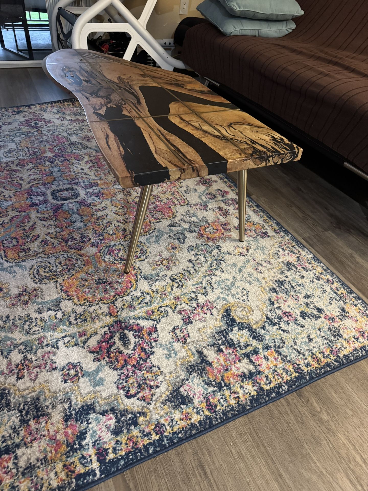 walnut epoxy coffee table