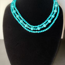 Triple Stand Turquoise Necklace 