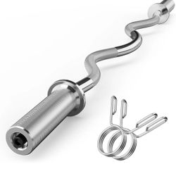 Olympic EZ Curl Barbell Bar, 47" EZ Curl Bar for Weight Lifting, Biceps, triceps 