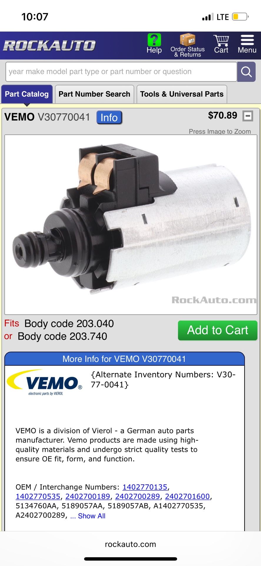 Mercedes Benz Solenoid