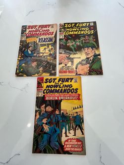 Sgt.Fury & His Howling Commandos Silver Age War Lot 35,51,57 VG- Intact/Complete  Reader Copies. They all have heavy tanning, creasing, Spine Ticks, S
