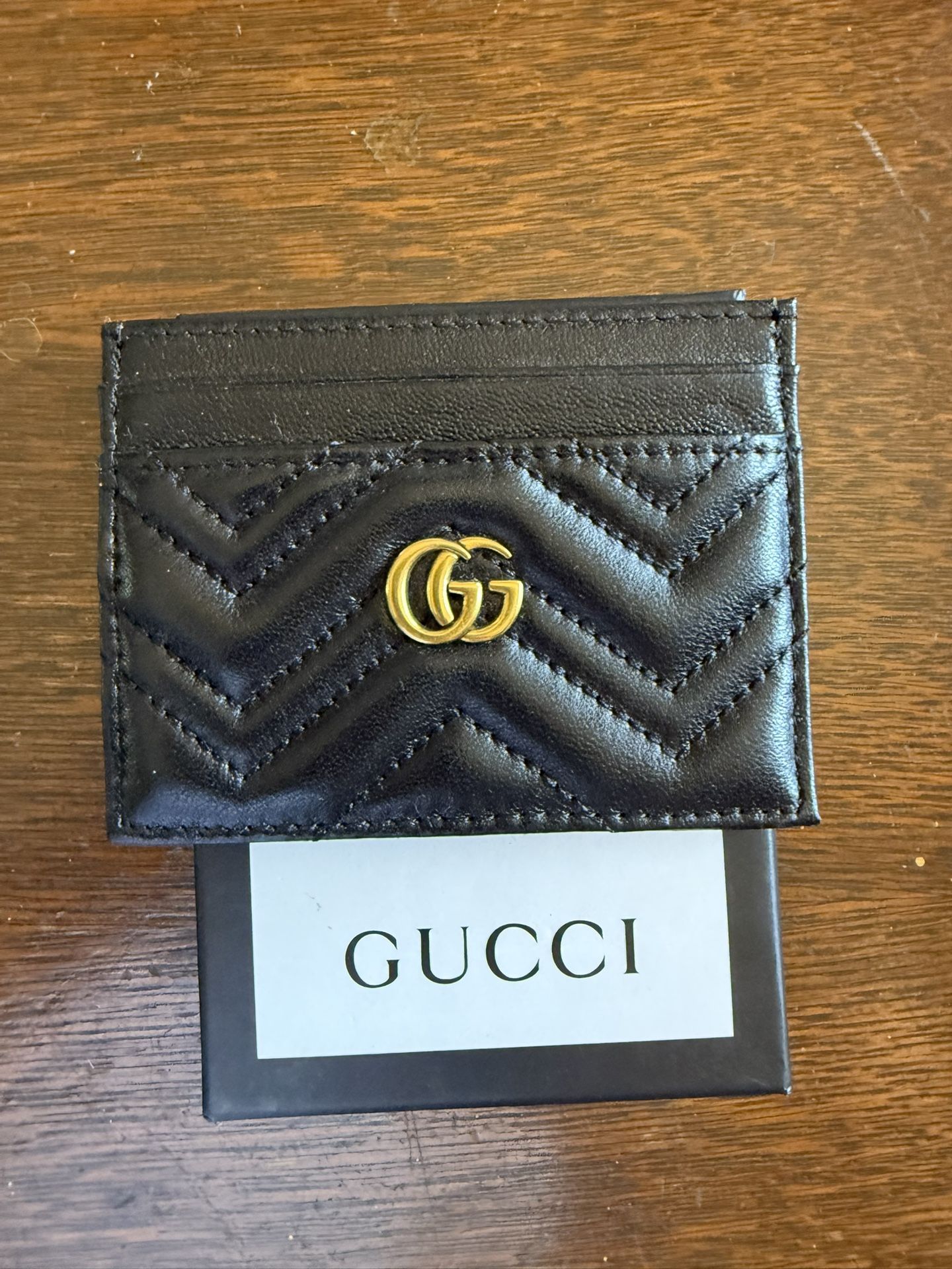 Gucci GG Marmont Black Matelassé Leather Card Holder