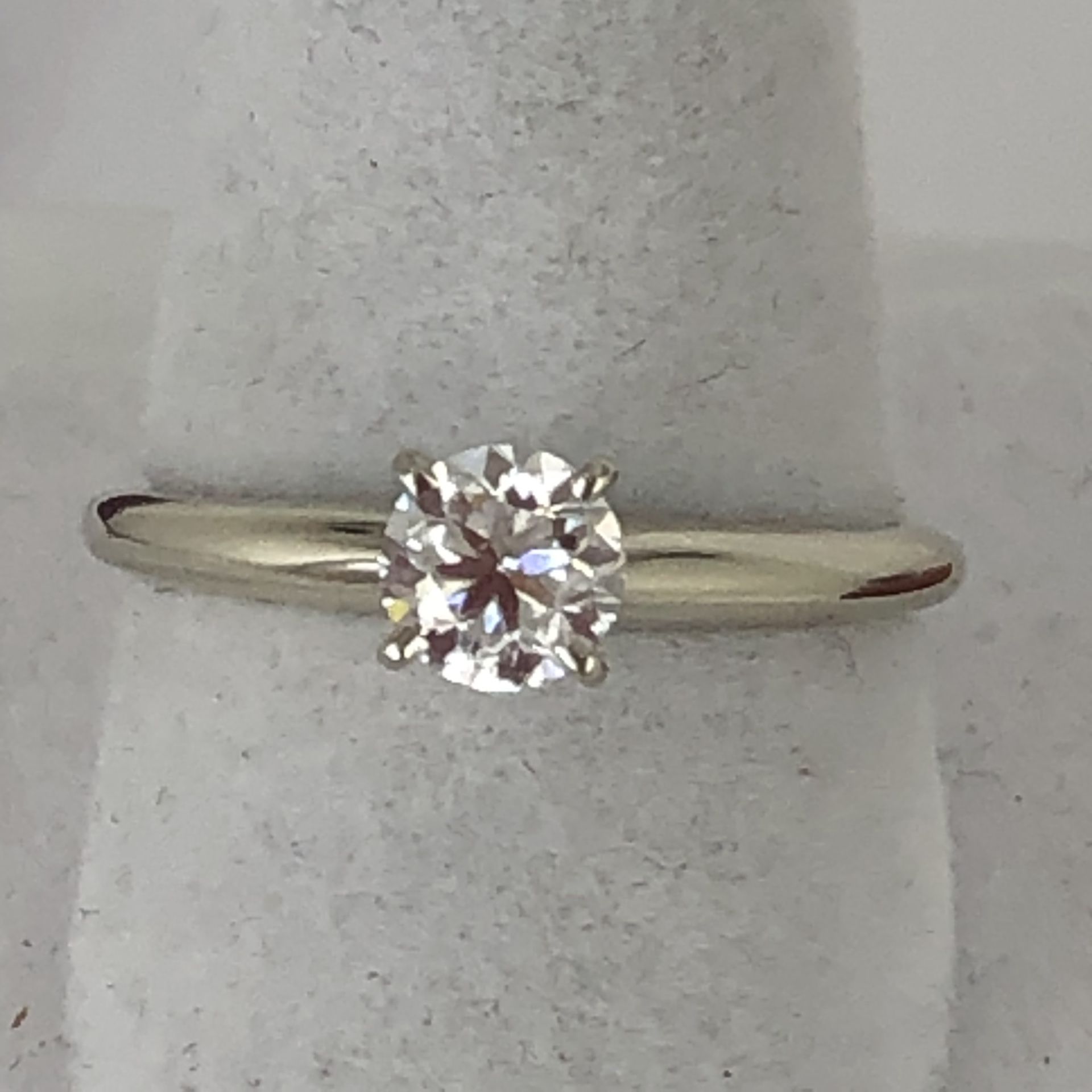 14k White Gold Solitaire Diamond Ring Size 6.5 Certified
