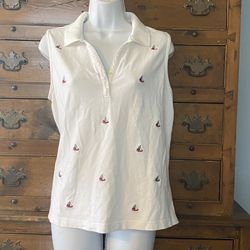 Womans Sleeveless Polo Shirt Size L By Sag Harbor 