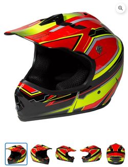 Youth Frenzy Off Road MX Helmet DOT Approved Color: Red and Yellow, Size: Youth Medium