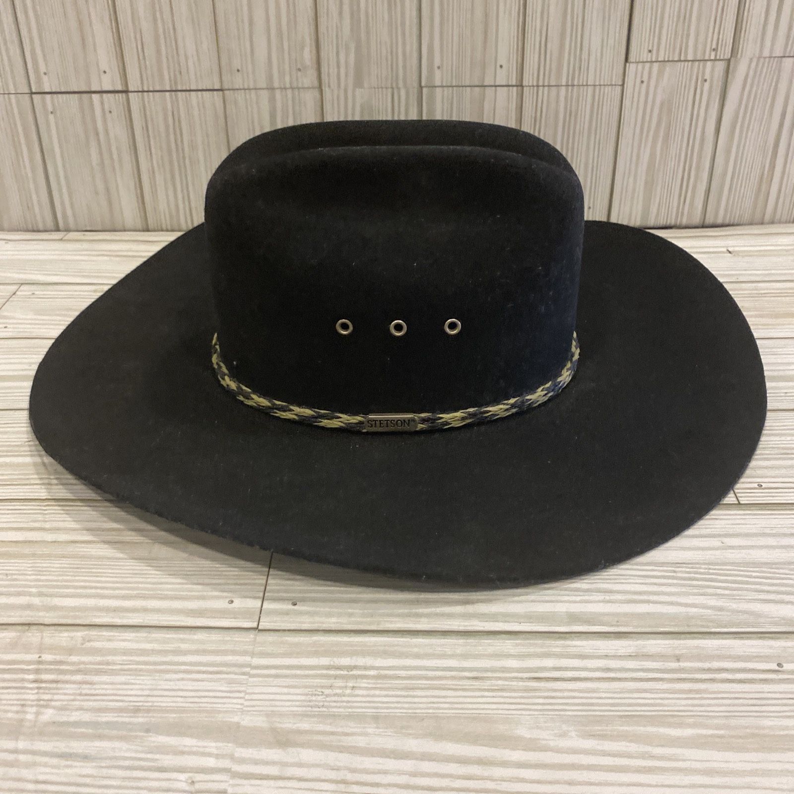 Stallion by Stetson 100% Wool Western Cowboy Hat Size 55 6-7/8 USA MADE Black