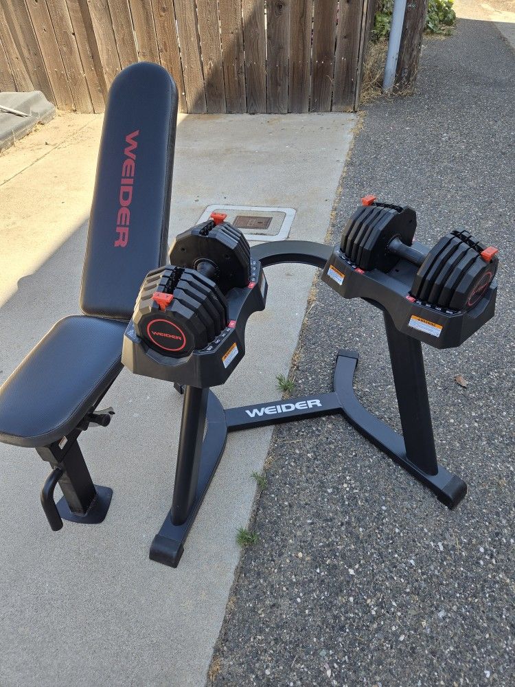 Weider Adjustable Bench And Adjustable Dumbells