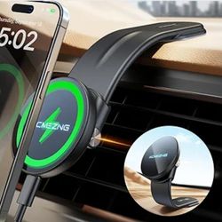 ACMEZING 15W Only for iPhone MagSafe Car Mount Charger, 360% Adjustable Aluminum Alloy Arm