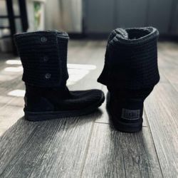 Black Cardy Knit Ugg Boots Size 6