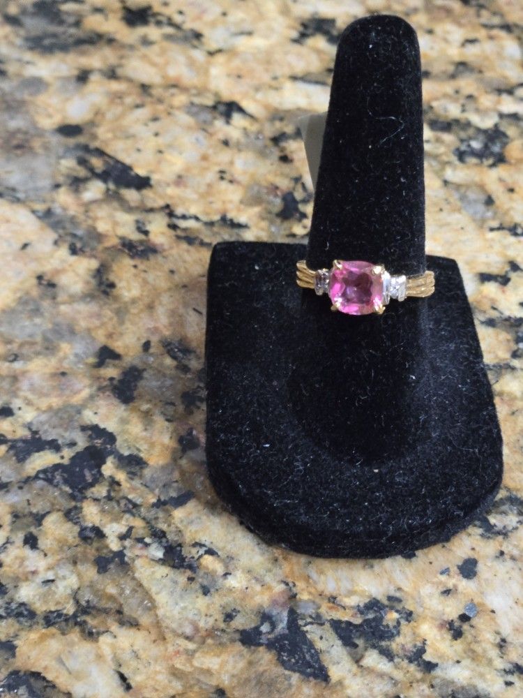 GENUINE 1.83 Cts PINK SAPPHIRE & DIAMOND RING 10K GOLD - Free Appraisal Service size 6.5