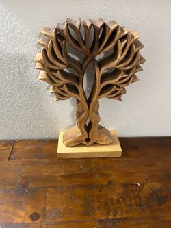 Hand-Carved Wooden Tree of Life Sculpture