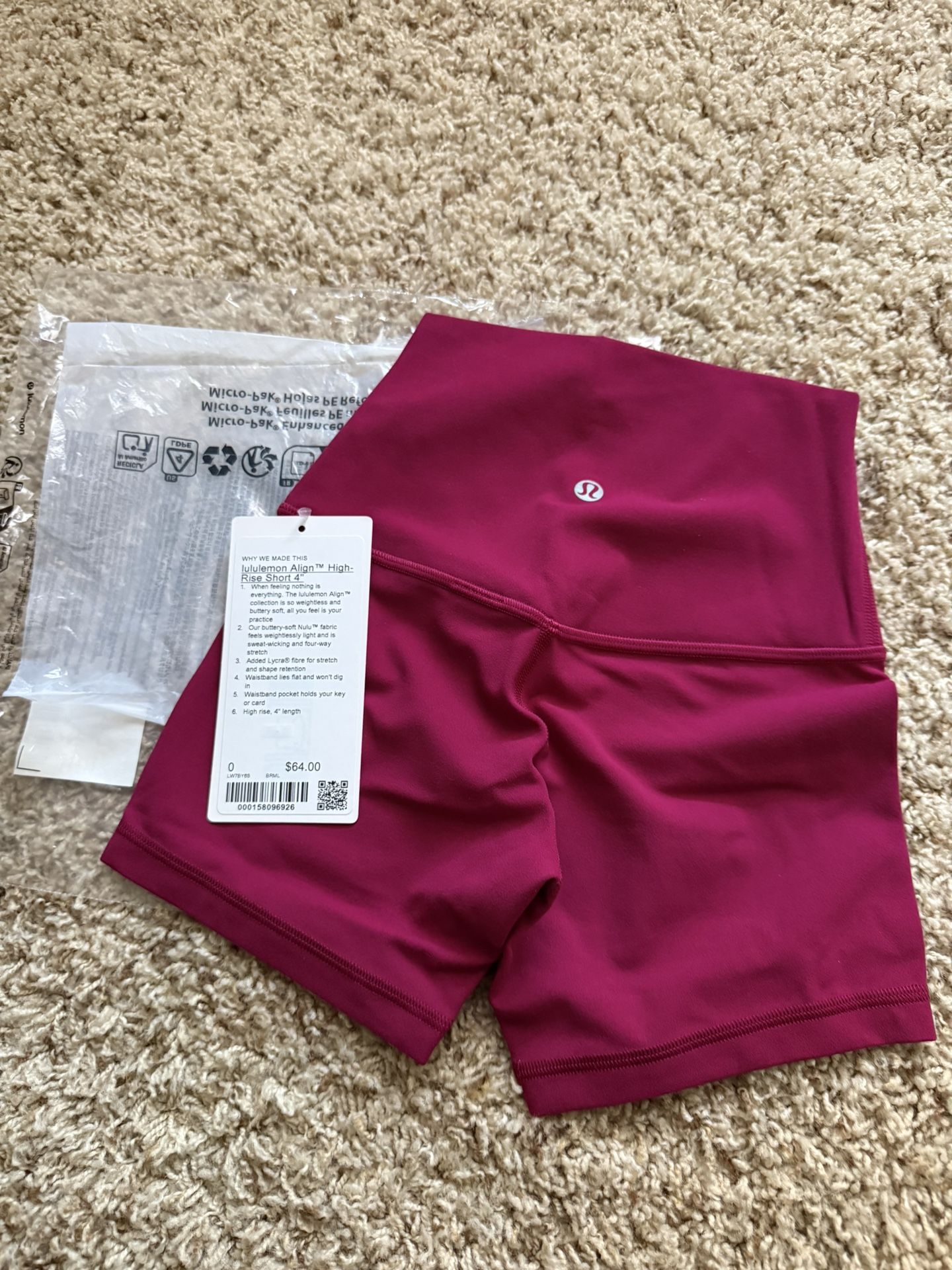 NEW Lululemon Align 4” Shorts Size 0