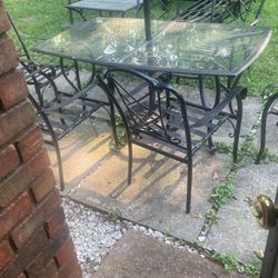 6 Piece Raw Iron Table and Chairs Setting $250 Raw Iron Sectional With 2 End Tables $200 Fire Pit  $85