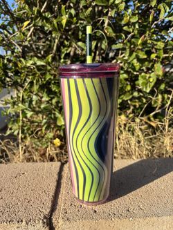 Starbucks 2025 Wavy Green Purple Plastic Hot & Cold Cup Venti Tumbler 24oz