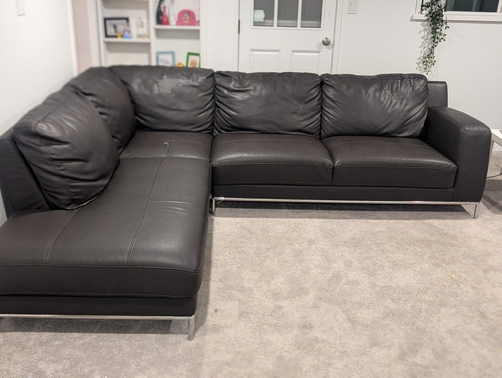 Brown Faux-Leather Sectional From kasala