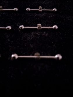 Silver Industrial Barbell Piercing Set
