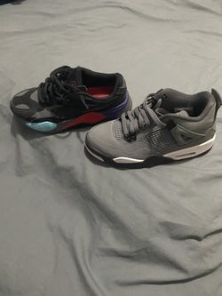 Jordan cool grey 4s and black pumas size 7y