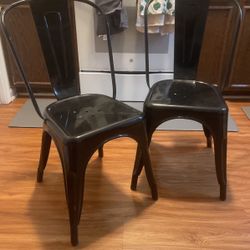 Set Of 4 Black Metal Chairs