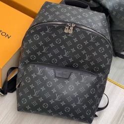 Fashion Designer Discovery PM Classic Floral Pattern Versatile Commuter Canvas and Leather Backpack Small Size Men's Black