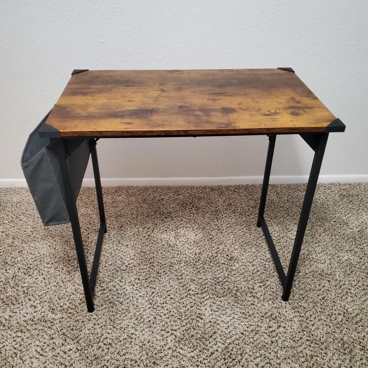 Sturdy Desk with Side Storage & Hook