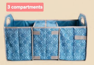 Dsw 3 compartment car trunk organizer with insulated cooler - foldable tote