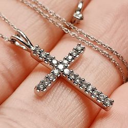 Diamond White Gold Cross Necklace 