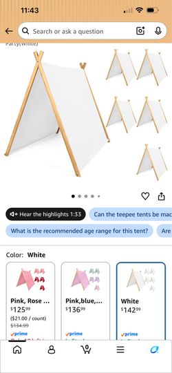 Wesnoy 6 Pack Teepee Tents Bulk, Sleepover Play Tents Washable Foldable Teepee Shelter For Indoor Outdoor Slumber Pajama Party(White)