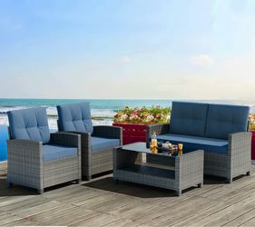 Walsunny 4-Piece Patio Storage Coffee Table Set bran new