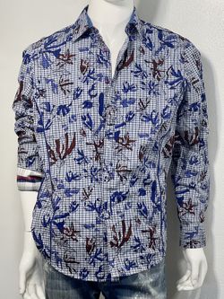 INC International Concepts Floral Flip Cuff Long sleeve Button Up Size L