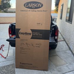  LARSON 25 Pet Fullview 36-in x 81-in White Aluminum Reversible Hinge Storm Door with Self-storing Scr..