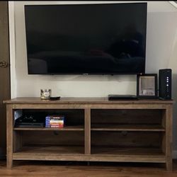 Rustic Oak 58” TV Storage Entertainment Center Stand - New